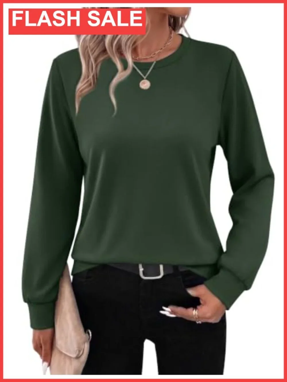 Women's Crewneck Long Sleeve Pullover Sweatshirt Thermal Knit Relaxed Fit